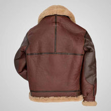 Load image into Gallery viewer, Brown leather jacket with beige fur lining