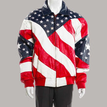 Load image into Gallery viewer, American Flag Leather Jacket for Independence Day