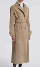 Load image into Gallery viewer, Beige Suede Leather Trench Coat for Women