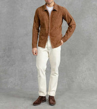 Load image into Gallery viewer, Brown Suede Cafe Racer Leather Jacket for Men