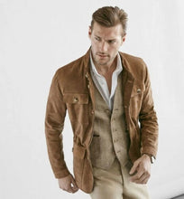 Load image into Gallery viewer, Brown Suede Field Leather Jacket for Men