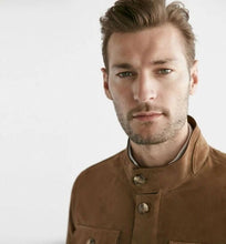 Load image into Gallery viewer, Brown Suede Field Leather Jacket for Men