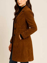 Load image into Gallery viewer, Brown Suede Leather Trench Coat for Women