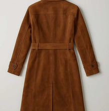 Load image into Gallery viewer, Brown Suede Leather Trench Coat for Women