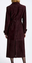 Load image into Gallery viewer, Burgundy Suede Leather Trench Coat for Women