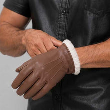 Load image into Gallery viewer, Brown Leather Glove with Faux Fur Lining