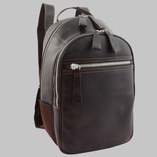Load image into Gallery viewer, Men Dark Brown Distressed Leather Backpack