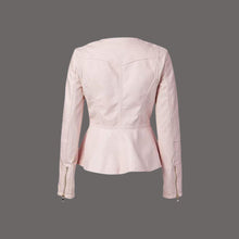 Load image into Gallery viewer, Women New Pink Leather Peplum Jacket