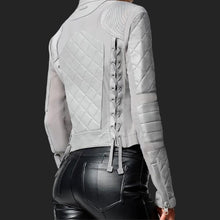 Load image into Gallery viewer, Women Trendy Gray Leather Moto Jacket