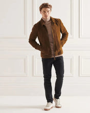 Load image into Gallery viewer, Dark Brown Suede Leather Jacket for Men