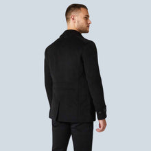 Load image into Gallery viewer, Men Black Wool Blend Navy Peacoat
