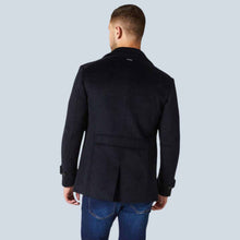 Load image into Gallery viewer, Men Black Wool Blend Peacoat with Recycled Lining