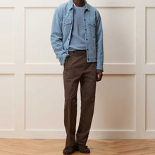 Load image into Gallery viewer, Men Blue Suede Leather Trucker Jacket