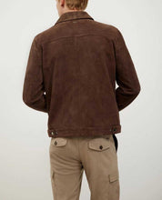 Load image into Gallery viewer, Men Brown Classic Motorcycle Style Suede Leather Racer Jacket