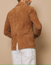 Load image into Gallery viewer, Men Brown Genuine Suede Leather Trucker Jacket