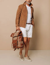 Load image into Gallery viewer, Men Brown Genuine Suede Leather Trucker Jacket