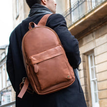 Load image into Gallery viewer, Men Brown Lambskin Leather Backpack with Internal Compartments
