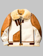 Load image into Gallery viewer, Men Brown and White RAF Aviator B3 Shearling Jacket