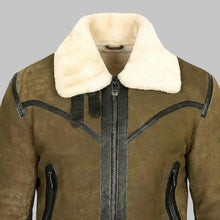 Load image into Gallery viewer, Men Distressed Green RAF Aviator B3 Bomber Jacket