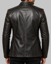 Load image into Gallery viewer, Men Black Distressed Leather Vintage Blazer