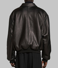 Load image into Gallery viewer, Men Classic Black Oversized Leather Bomber Jacket