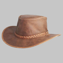 Load image into Gallery viewer, Men Classic Brown Real Leather Outback Hat