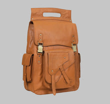 Load image into Gallery viewer, Men Genuine Tan Leather Vintage Travel Backpack