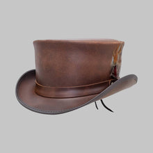 Load image into Gallery viewer, Men Premium Brown Leather Top Hat