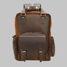 Load image into Gallery viewer, Men Versatile Dark Brown Leather Backpack