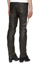 Load image into Gallery viewer, Men’s Black Leather Pants with Ribbed Colorblock Panels