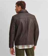 Load image into Gallery viewer, Man wearing a brown leather jacket on a plain background