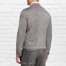 Load image into Gallery viewer, New Grey Men Suede Leather Slim Fit Biker Motorcycle Jacket