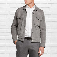 Load image into Gallery viewer, New Grey Men Suede Leather Slim Fit Biker Motorcycle Jacket
