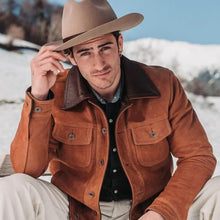 Load image into Gallery viewer, New Mens Brown Native American Western Suede Leather Jacket