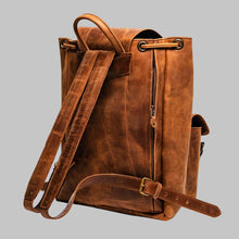 Load image into Gallery viewer, Men Brown Leather Travel Backpack