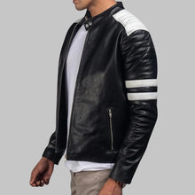 Load image into Gallery viewer, Men Timeless Black and White Leather Jacket