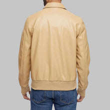 Load image into Gallery viewer, Men’s Timeless Beige Leather Bomber Jacket
