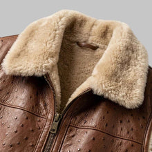 Load image into Gallery viewer, Men Brown Ostrich Embossed Shearling Leather Vest