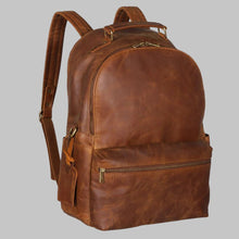 Load image into Gallery viewer, Men Saddle Brown Leather Backpack Vintage Rucksack