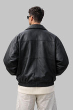 Load image into Gallery viewer, Men Timeless Black Oversized Leather Bomber Jacket