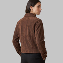 Load image into Gallery viewer, Women Chocolate Brown Suede Leather Jacket
