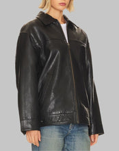 Load image into Gallery viewer, Women Stylish Black Oversized Leather Jacket