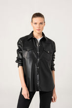 Load image into Gallery viewer, Women's Stylish Black Leather Shirt Jacket