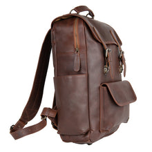 Load image into Gallery viewer, The City Brown Leather Backpack with Laptop Compartment