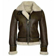 Load image into Gallery viewer, Women Aviator RAF Bomber Fur Shearling Sheepskin Leather Jacket