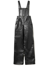 Load image into Gallery viewer, Women Black Lambskin Leather Overall Romper