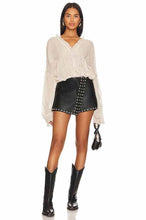 Load image into Gallery viewer, Women Black Leather Studded Mini Skort