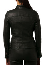 Load image into Gallery viewer, Women Black Moto Leather Jacket