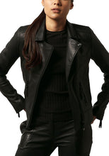 Load image into Gallery viewer, Women Black Moto Leather Jacket