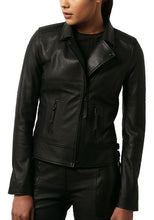 Load image into Gallery viewer, Women Black Moto Leather Jacket